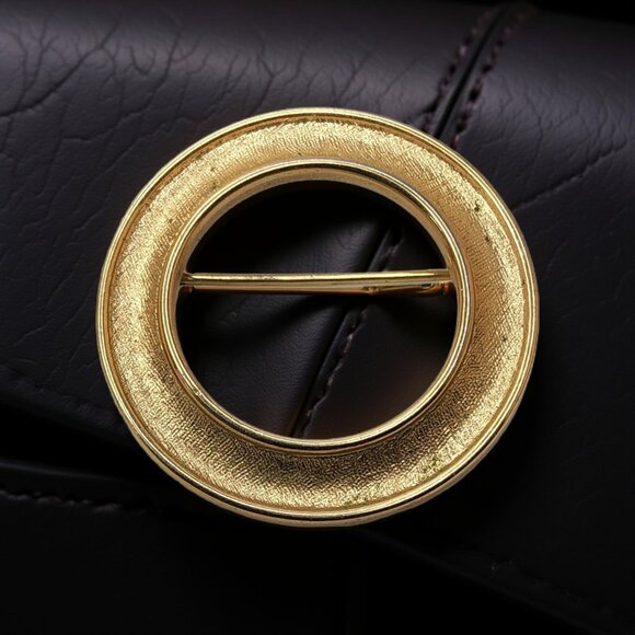 Vintage Mid 1939 –1955 Crown Trifari Circular Textured Brushed Brooch Pin - Picture 1 of 8